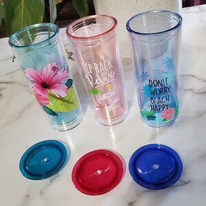 3 Summer Beach Theme Cups
